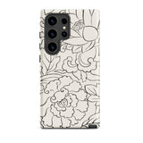 Black & White Florals - Taguchi Tomoki Phone Case Samsung Galaxy S24 Ultra / Matte Sleek Off-white Phone Case Elegant Black Line-art Floral