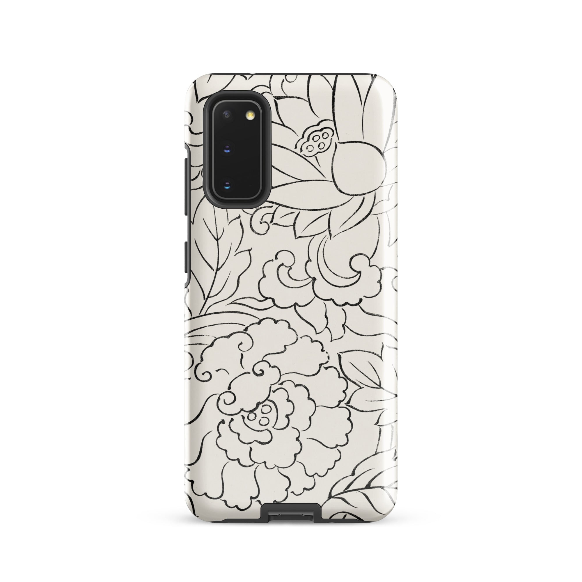 Black & White Florals - Taguchi Tomoki Samsung Case, Galaxy S20 / Gloss, Phone Case Black White Floral Design