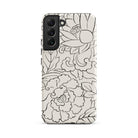 Black & White Florals - Taguchi Tomoki Samsung Case, Galaxy S22 Plus / Matte, White Phone Case Black Line-art Floral Cloud Pattern