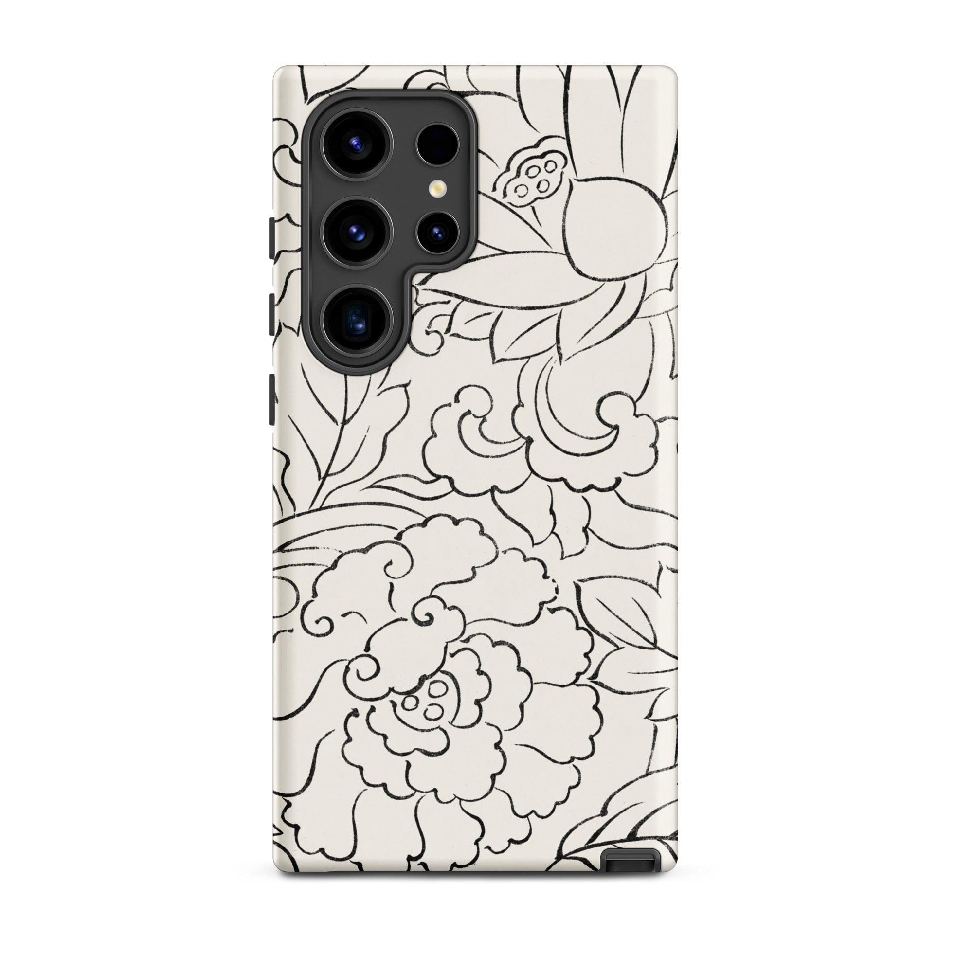 Black & White Florals - Taguchi Tomoki Samsung Case, Galaxy S24 Ultra / Matte, White Phone Case Black Floral Design