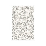 Black & White Florals - Taguchi Tomoki Woodblock Print / Canvas Floral Pattern Curved Leaves Flowers, Vintage Japanese, Prints