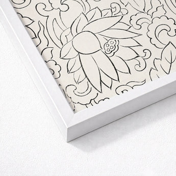 Black & White Florals - Taguchi Tomoki Woodblock Print / Canvas Framed Floral Page, Vintage Japanese, Prints