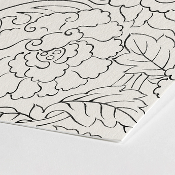 Black & White Florals - Taguchi Tomoki Woodblock Print / Canvas Paper Ink Floral Design, Vintage Japanese, Prints