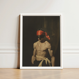 Framed Portrait Muscular Man Orange Headscarf Black Eye Gay Fetishism, 19th Century, Skin Catching Light
