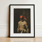 Blackout - Vintage 19th Century Gay Fetishism Art Print / Canvas Black-framed Muscular Man Orange Headband White, Skin Catching Light Prints