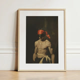 Blackout - Vintage 19th Century Gay Fetishism Art Print / Canvas Framed Muscular Man Orange Headscarf Black, Skin Catching Light Prints