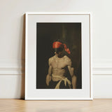 Blackout - Vintage 19th Century Gay Fetishism Art Print / Canvas White-framed Muscular Man Orange Headband Beige, Skin Catching Light Prints