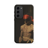 Blackout - Vintage 19th Century Gay Fetishism Phone Case Samsung Galaxy S23 Plus / Matte Black Phone Case Detailed Artwork Muscular Man Red