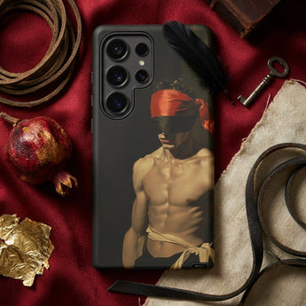 Blackout - Vintage 19th Century Gay Fetishism Phone Case Black Phone Case Detailed Illustration Muscular Man Orange Gay Fetishism