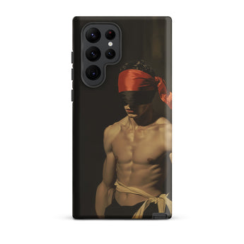 Blackout - Vintage 19th Century Gay Fetishism Phone Case Samsung Galaxy S22 Ultra / Matte Black Phone Case Muscular Man Orange Headband