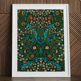 Blackthorn Hawthorn - William Morris Florals Kunstdruck / Leinwand, 24x32’’ / 61x81cm / Weißer Rahmen / Passepartout, Poster, Drucke & Visuelles