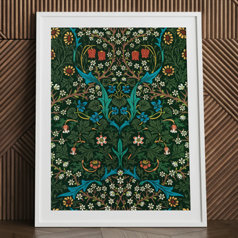 Blackthorn Hawthorn - William Morris Florals Kunstdruck / Leinwand, 24x32’’ / 61x81cm / Weißer Rahmen / Passepartout, Poster, Drucke & Visuelles
