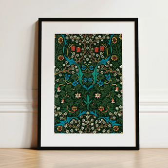 Blackthorn Hawthorn - William Morris Florals Art Print / Canvas, 12x16’’ / 31x41cm / Black Frame / Matboard, Posters Prints & Visual