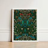 Framed Art Print Lush Symmetrical Floral Design Vibrant William Morris Florals, Hawthorn Emerges, British Flora