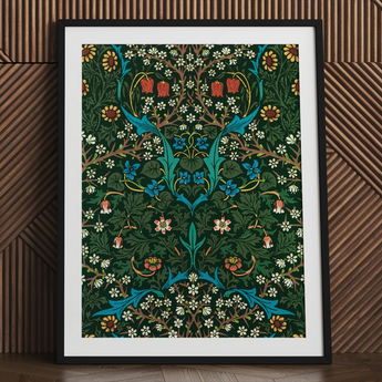 Blackthorn Hawthorn - William Morris Florals Art Print / Canvas Framed Art Print Lush Symmetrical Floral Design Vibrant William Morris