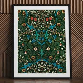 Blackthorn Hawthorn - William Morris Florals Art Print / Canvas Framed Lush Symmetrical Floral Design Vibrant, Emerges, British Flora Prints