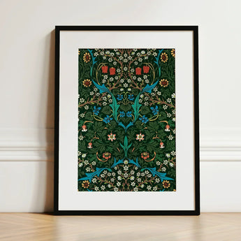 Blackthorn Hawthorn - William Morris Florals Art Print / Canvas Framed Lush Symmetrical Floral Design Vibrant, Emerges, British Flora Prints