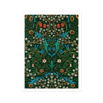 Blackthorn Hawthorn - William Morris Florals Art Print / Canvas Ornate Floral Wallpaper Pattern Symmetrical Botanical Designs Green,