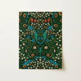 Blackthorn Hawthorn - William Morris Florals Art Print / Canvas Rectangular Canvas Dense Symmetrical Floral Pattern Deep Green William