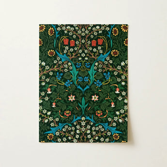 Blackthorn Hawthorn - William Morris Florals Art Print / Canvas Rectangular Canvas Dense Symmetrical Floral Pattern Deep Green William