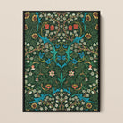 Blackthorn Hawthorn - William Morris Pattern Framed Canvas, Ornate Floral Botanical Pattern Symmetrical Design Rich Green