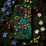 Blackthorn Hawthorn - William Morris Phone Case Dark Green Phone Case Adorned Vibrant Botanical Design William Morris Florals, Hawthorn