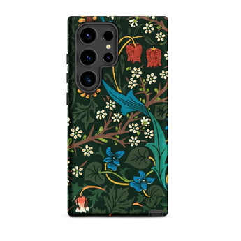 Blackthorn Hawthorn - William Morris Phone Case Samsung Galaxy S24 Ultra / Matte Dark Green Phone Case Adorned Vibrant Botanical Design