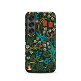 Blackthorn Hawthorn - William Morris Phone Case Samsung Galaxy S25 / Matte Vibrant Dark Green Phone Case Adorned Detailed Botanical William
