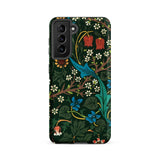 Blackthorn Hawthorn - William Morris Phone Case Samsung Galaxy S21 Fe / Matte Dark Green Phone Case Adorned Vibrant Intricate Floral