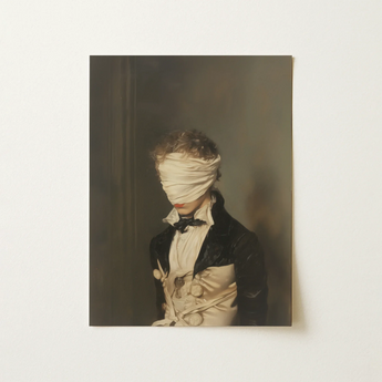 Blind Brute - Dark Academia Bdsm Art Print / Canvas Framed Portrait Man Formal Attire Eyes Covered