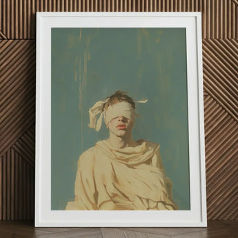 Blind Faith - Neoclassical Gay Saint Art Print / Canvas Framed Portrait Person Eyes Covered White, Blindfolded, Hovers Prints