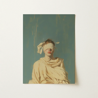 Blind Faith - Neoclassical Gay Saint Art Print / Canvas Rectangular Art Print Stylized Portrait Figure Blindfold Draped Neoclassical Gay