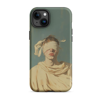 Blind Faith - Neoclassical Gay Saint Phone Case Iphone 15 Plus / Matte Iphone Case Painting Blindfolded Person Neoclassical Gay Saint, Silk