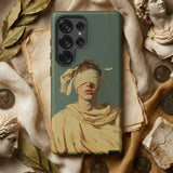 Blind Faith - Neoclassical Gay Saint Phone Case Matte Green Phone Case Detailed Classical Painting Blindfolded Neoclassical Gay Saint, Silk