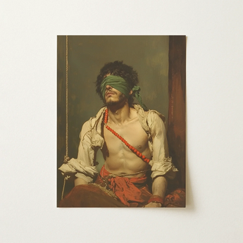Blind Luck - Neo-romantic Gay Bondage Art Print / Canvas Rectangular Classical Painting Man Dark Curly