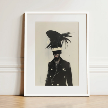 Blindside - Black Trans Fashion Surrealism Art Print / Canvas, 12x16’’ / 31x41cm / White Frame / Matboard, Posters Prints & Visual Artwork,