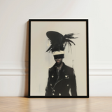 Black-framed Art Print Stylized Portrait Figure Black Coat Trans Fashion Surrealism, Expressionist Sweeps