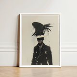 Black White Framed Art Print Stylized Portrait Person Trans Fashion Surrealism, Expressionist Sweeps