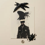 Blindside - Black Trans Fashion Surrealism Art Print / Canvas Feathered Headpiece Bold Avant-garde Design, Expressionist Sweeps, Prints