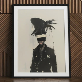 Blindside - Black Trans Fashion Surrealism Art Print / Canvas Black-framed Stylized Portrait Figure Bold, Expressionist Sweeps, Prints