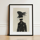 Blindside - Black Trans Fashion Surrealism Art Print / Canvas Black-framed Art Print Stylized Portrait Figure Black Leather Trans Fashion