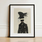 Blindside - Black Trans Fashion Surrealism Art Print / Canvas Black-framed Stylized Portrait Figure Leather, Expressionist Sweeps, Prints