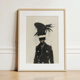 Blindside - Black Trans Fashion Surrealism Art Print / Canvas White Framed Stylized Portrait Figure, Expressionist Sweeps, Prints