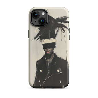 Blindside - Black Trans Leather Fashion Iphone Case, 15 Plus / Matte, Phone Case Abstract Fashion Illustration