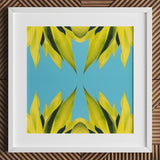 In Bloom - Modern Succulent Photography Art Print / Canvas Framed Artwork Symmetrical Kaleidoscopic Pattern Vibrant Yellow-green Leaves