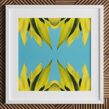 In Bloom - Modern Succulent Photography Art Print / Canvas Framed Artwork Symmetrical Kaleidoscopic Pattern Vibrant Yellow-green Leaves