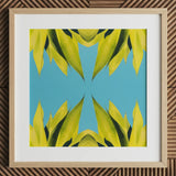 In Bloom - Modern Succulent Photography Art Print / Canvas Square-framed Abstract Painting Symmetrical Vibrant Yellow-green Leaf Shapes