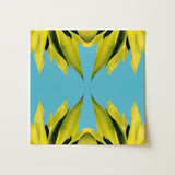 In Bloom - Modern Succulent Photography Art Print / Canvas Square Symmetrical Kaleidoscopic Pattern Vibrant Yellow-green Avant-garde,