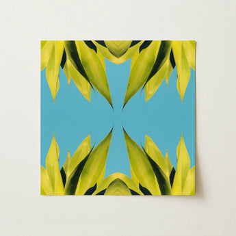 In Bloom - Modern Succulent Photography Art Print / Canvas Square Symmetrical Kaleidoscopic Pattern Vibrant Yellow-green Avant-garde,