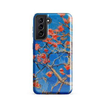 Blooming Coral Tree - Akseli Gallen-kallela Phone Case Samsung Galaxy S21 / Matte Vibrant Blue Phone Case Stylized Painting Red Blossoms